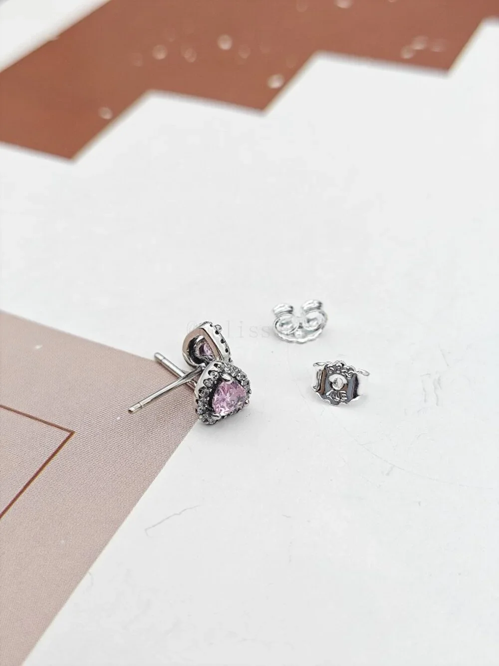 Pandora Elevated Pink Heart Stud Earrings